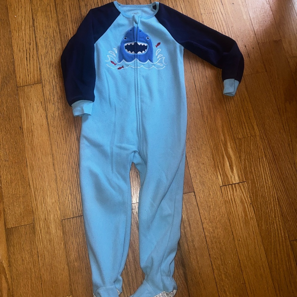 Absorba Blue Footies Pajamas with Shark-Themed Design 2 pair - Picture 2 of 3
